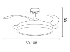 Ventilador de techo Akran Bel Air 72W 4 aspas retráctiles con luz LED plata Ø108 cm