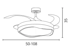 Ventilador de techo Almati Bel Air 72W 4 aspas retráctiles con luz LED blanco Ø108 cm