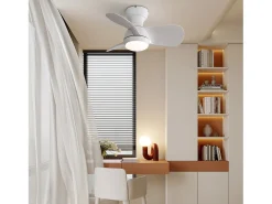 Ventilador de techo blanco de 23 pulgadas ---- Ventilador de techo con luz LED y 3 aspas de ABS --- para dormitorio