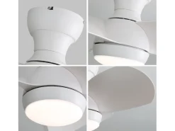 Ventilador de techo blanco de 23 pulgadas ---- Ventilador de techo con luz LED y 3 aspas de ABS --- para dormitorio