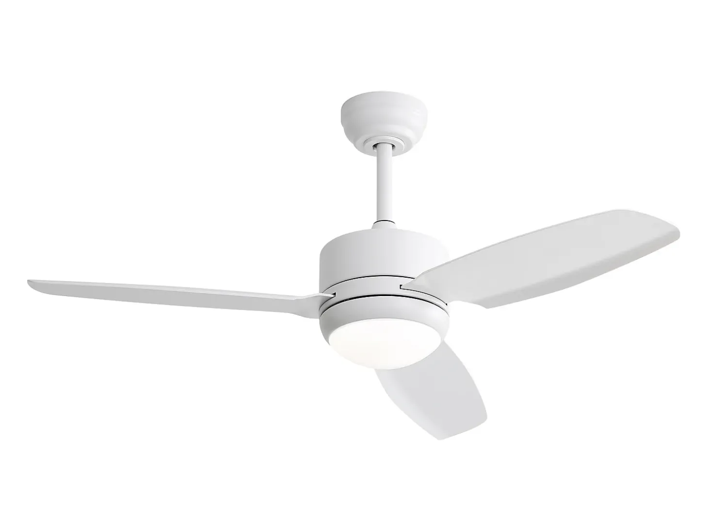 Ventilador de techo blanco - Ventilador de techo para sala de estar con 6 velocidades y 3 aspas de ABS - Iluminación LED