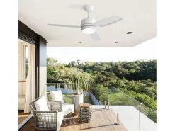 Ventilador de techo blanco - Ventilador de techo con luz LED y 3 aspas de ABS - 6 tipos de ventiladores con control remoto - para sala de estar
