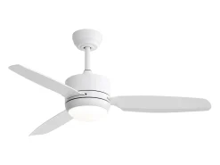 Ventilador de techo blanco - Ventilador de techo con luz LED y 3 aspas de ABS - 6 tipos de ventiladores con control remoto - para sala de estar