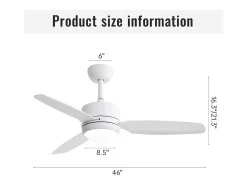 Ventilador de techo blanco - Ventilador de techo con luz LED y 3 aspas de ABS - 6 tipos de ventiladores con control remoto - para sala de estar
