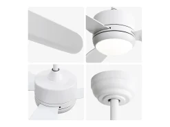 Ventilador de techo blanco - Ventilador de techo con luz LED y 3 aspas de ABS - 6 tipos de ventiladores con control remoto - para sala de estar