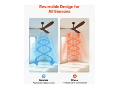Ventilador de Techo con Aspas de Madera SucceBuy 183cm sin Luz con Mando a Distancia y Motor Reversible en Nogal