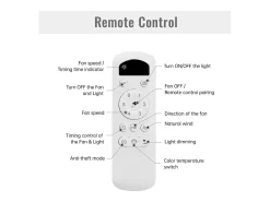 Ventilador de techo con luz LED de 22W, mando a distancia, motor DC reversible, ABS, blanco (106,6x106,6x35,5cm)