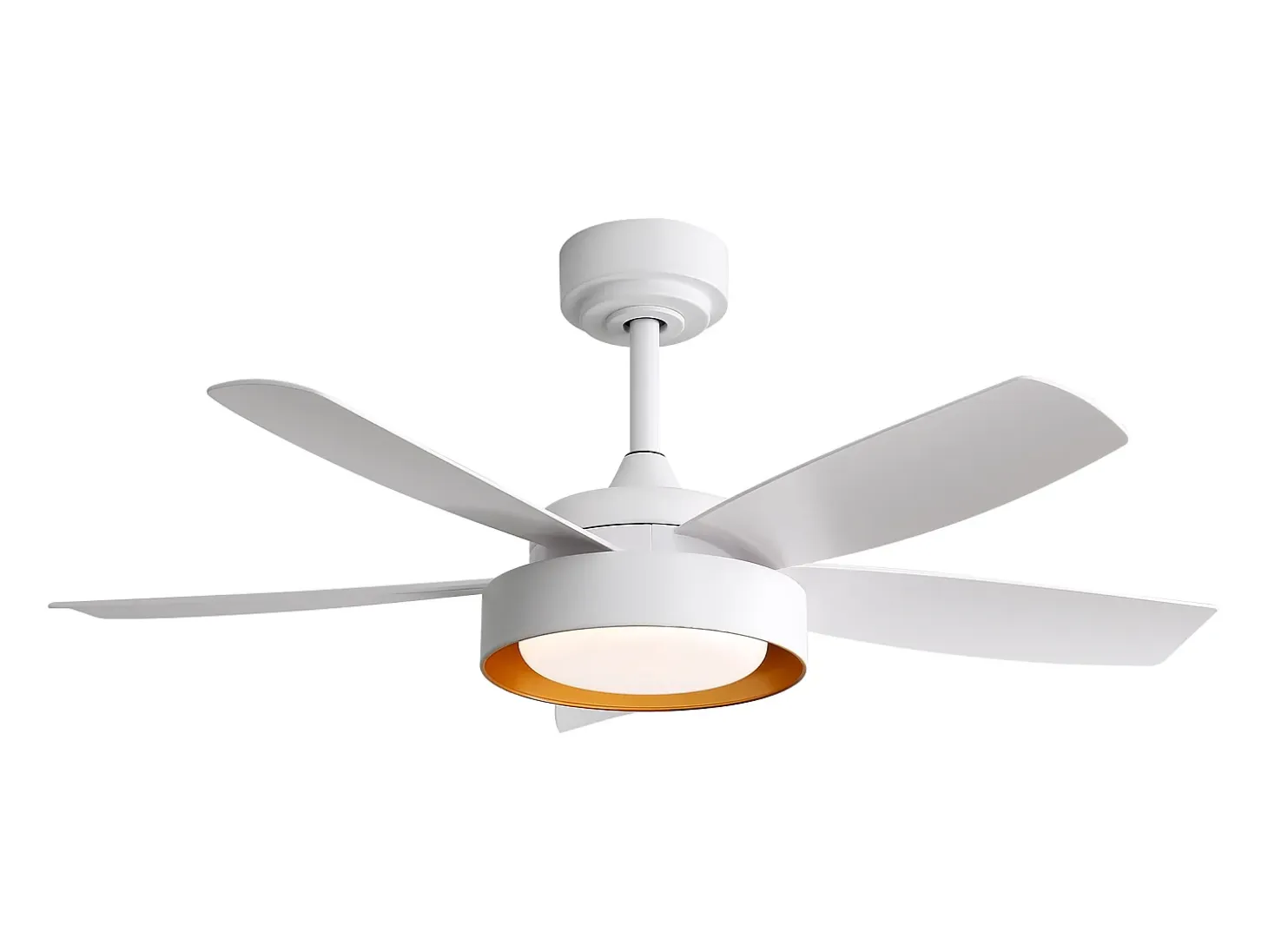 Ventilador de techo con luz LED de 22W, mando a distancia, motor DC reversible, ABS, blanco (106,6x106,6x35,5cm)