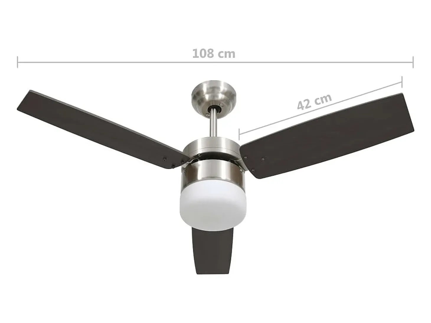 Ventilador de techo con luz con mando marrón oscuro 108 cm