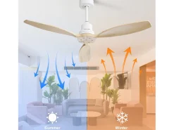 Ventilador de techo de 52" - Color madera con control remoto de 6 velocidades - Para patio y sala