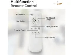 Ventilador de techo de 52" - Con control remoto de 6 velocidades - 3 aspas de ABS - Color madera