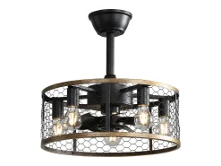 Ventilador de techo de 50,8 cm con 7 aspas, luz y control remoto, motor CC reversible, color negro