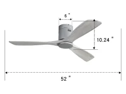 Ventilador de techo de 132 cm, 3 aspas de madera, 6 velocidades y temporizador, motor CC reversible, luz natural