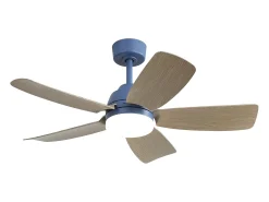 Ventilador de techo de 106,6 cm con 5 aspas y LED, 6 velocidades, motor CC reversible, color azul