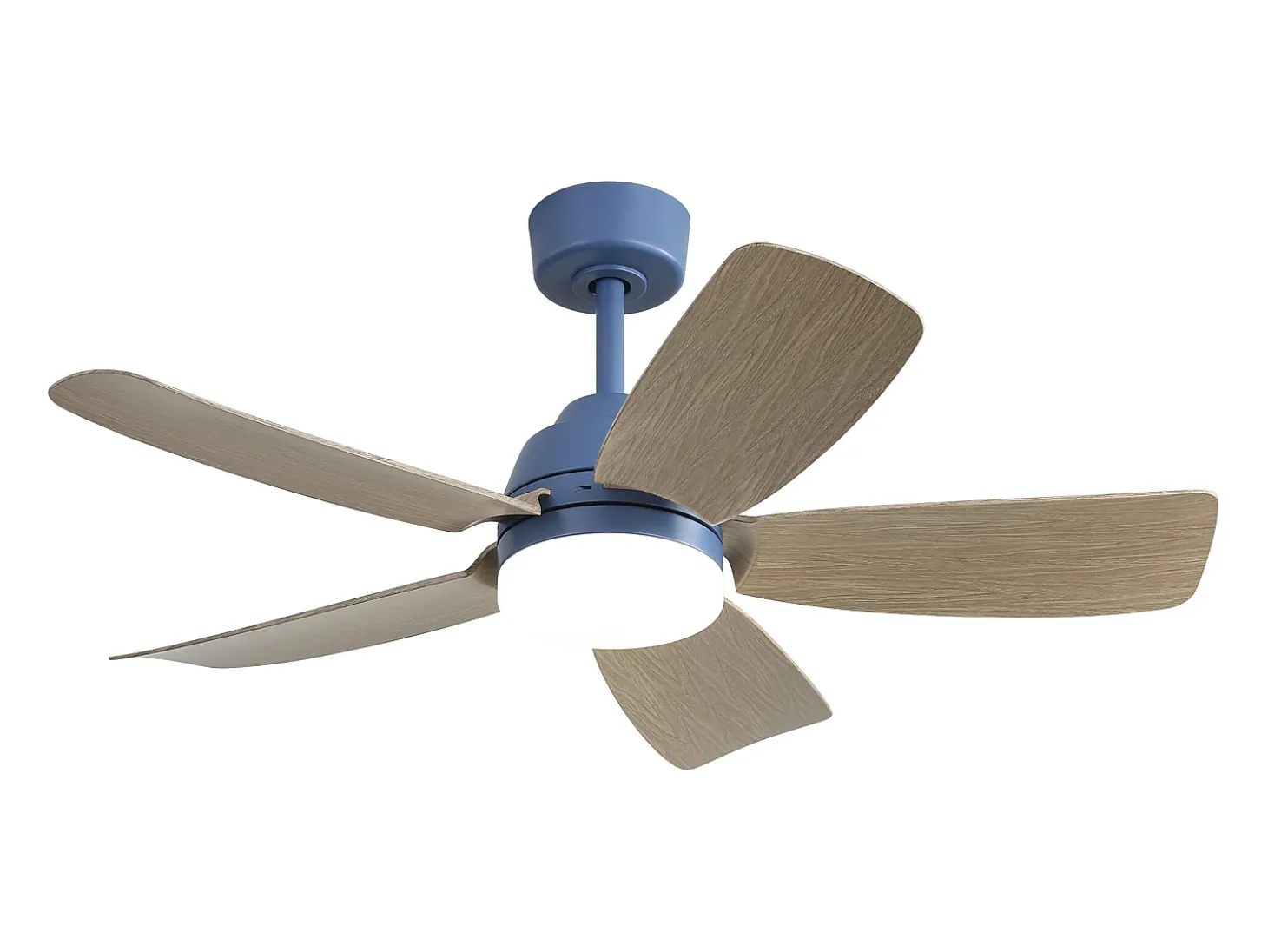 Ventilador de techo de 106,6 cm con 5 aspas y LED, 6 velocidades, motor CC reversible, color azul
