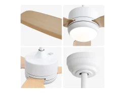 Ventilador de techo de 116,8 cm con 3 aspas de ABS y LED, 6 velocidades, motor CC reversible, luz natural