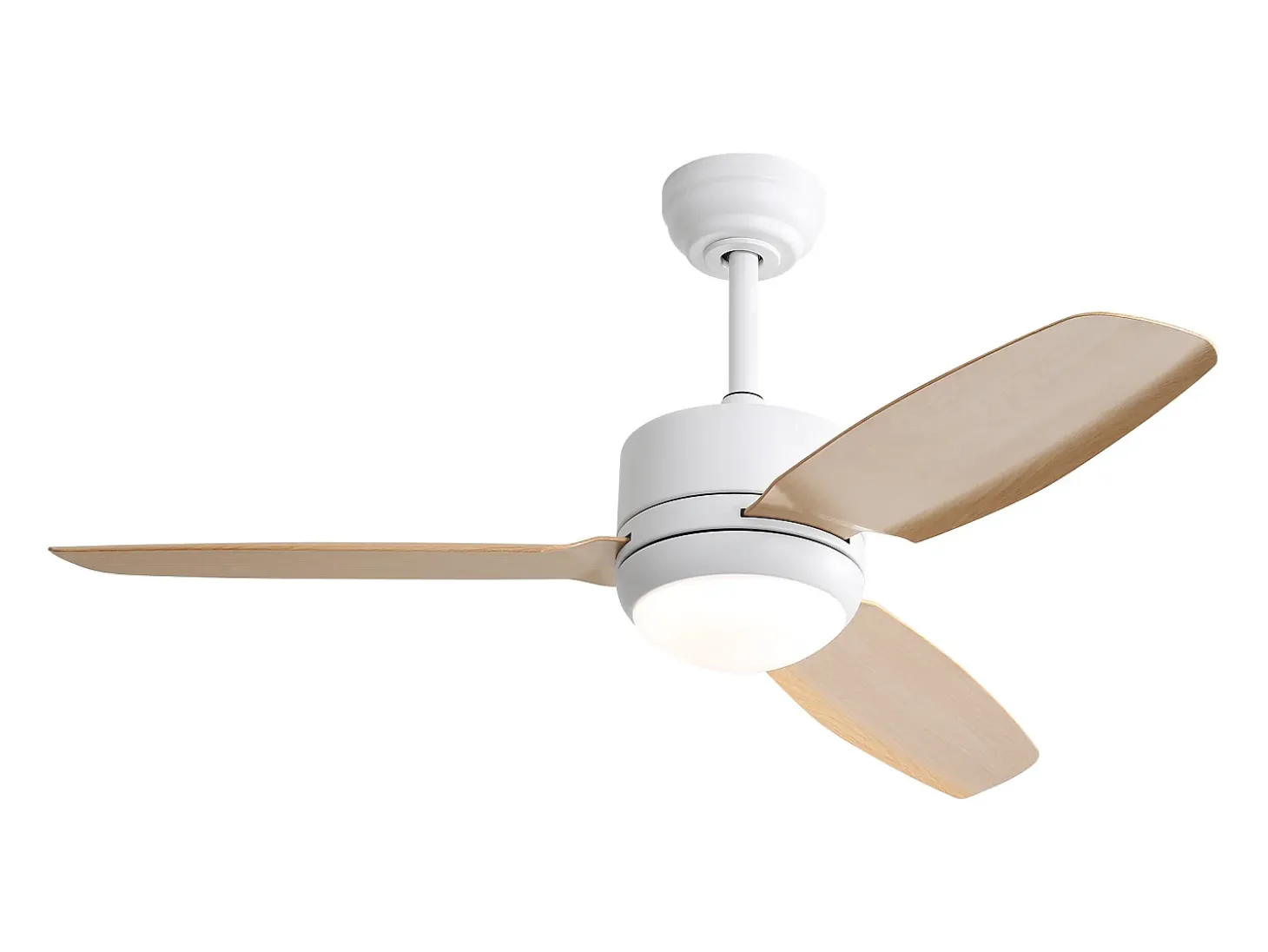 Ventilador de techo de 116,8 cm con 3 aspas de ABS y LED, 6 velocidades, motor CC reversible, luz natural