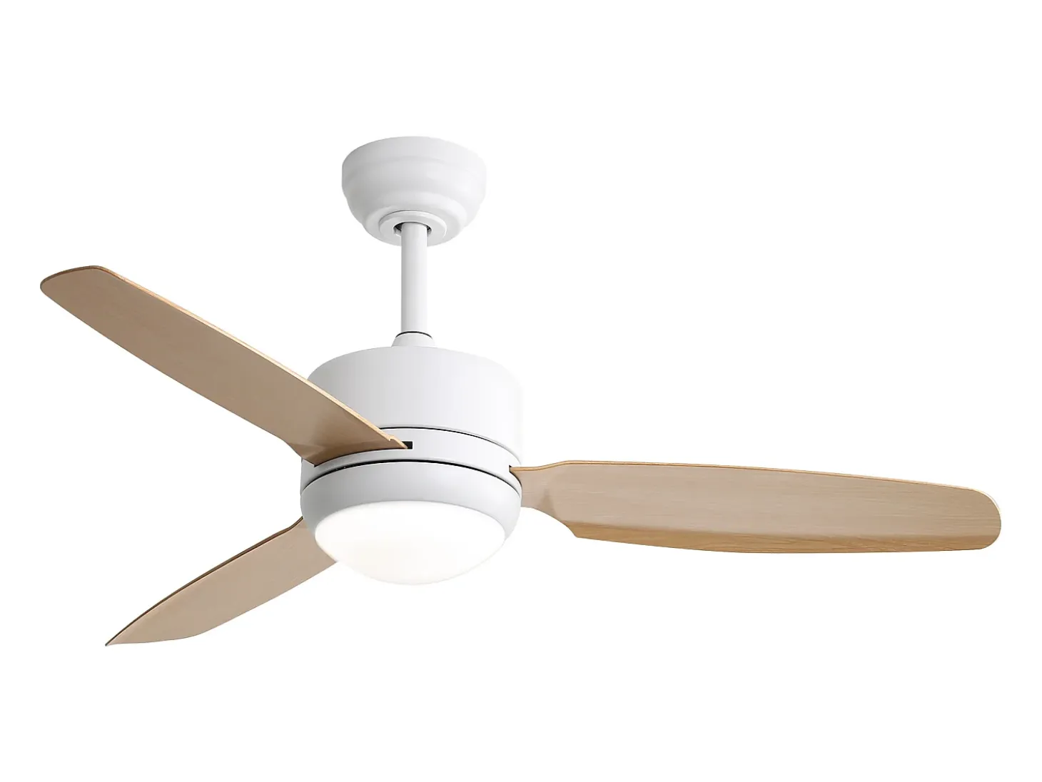 Ventilador de techo de 116,8 cm con 3 aspas de ABS y LED, 6 velocidades, motor CC reversible, luz natural