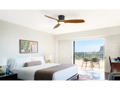 Ventilador de techo de 52 pulgadas con mando a distancia, 3 aspas ABS, LED regulable de 18 W, 3 colores, función reversible, negro (132 x 132 x 22,86 cm)