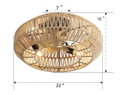 Ventilador de techo de 22 pulgadas - Ventilador de techo con varilla y bombilla integradas - 6 velocidades - para sala de estar