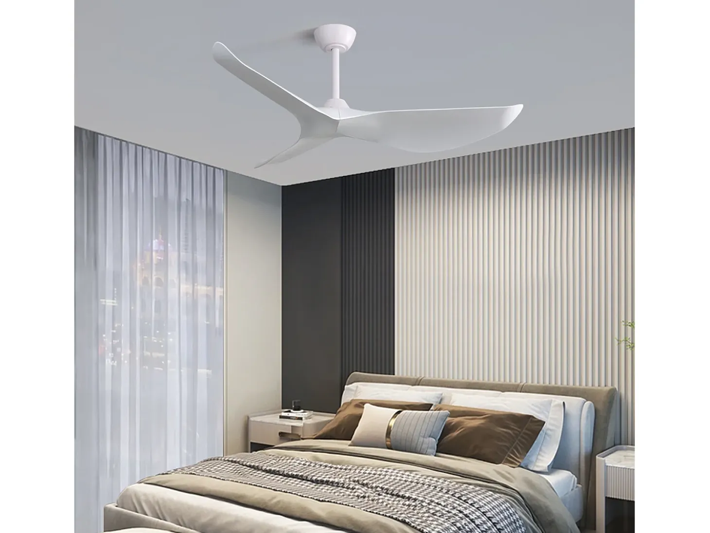 Ventilador de techo de 52 pulgadas - Ventilador de techo con 3 aspas de ABS y control remoto de 6 velocidades - para sala de estar