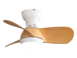 Ventilador de techo de madera clara de 23 pulgadas - Ventilador de techo con luz LED y 3 aspas de ABS - para dormitorio