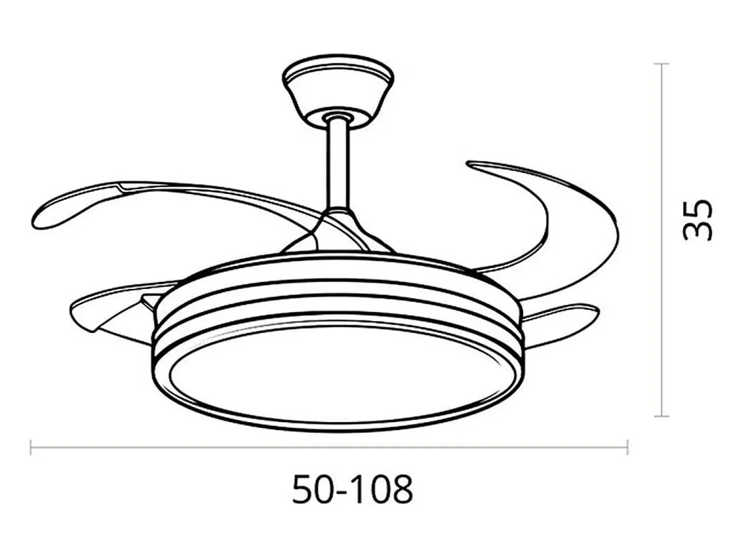Ventilador de techo Dune Bel Air 72W aspas retráctiles mando a distancia marrón Ø108 cm