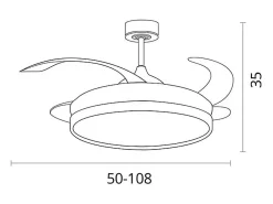Ventilador de techo Kigali Bel Air 72W aspas retráctiles mando a distancia blanco/plata Ø108 cm