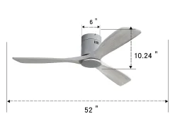 Ventilador de techo moderno plateado - Ventilador de techo de 52" con 3 aspas - Motor de CC reversible y silencioso - Para sala de estar