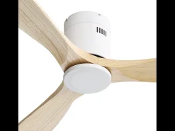 Ventilador de techo moderno de madera - Ventilador de techo de 52" con 3 aspas - Motor de CC reversible y silencioso - Para sala de estar