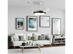 Ventilador de techo Ondas Bel Air 72W 4 aspas retráctiles con luz LED negro Ø108 cm