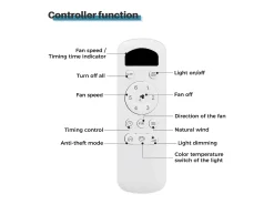 Ventilador de techo para sala de estar - con iluminación LED de 22 W y control remoto de 6 velocidades - 3 aspas ABS