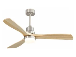 Ventilador de techo para sala de estar - con luz LED regulable y control remoto de 6 velocidades - 3 aspas de madera