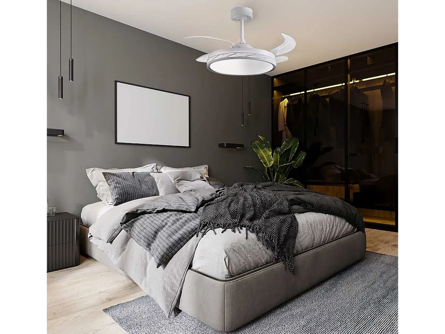 Ventilador de techo Riga Bel Air 72W 4 aspas retráctiles con luz LED blanco Ø108 cm