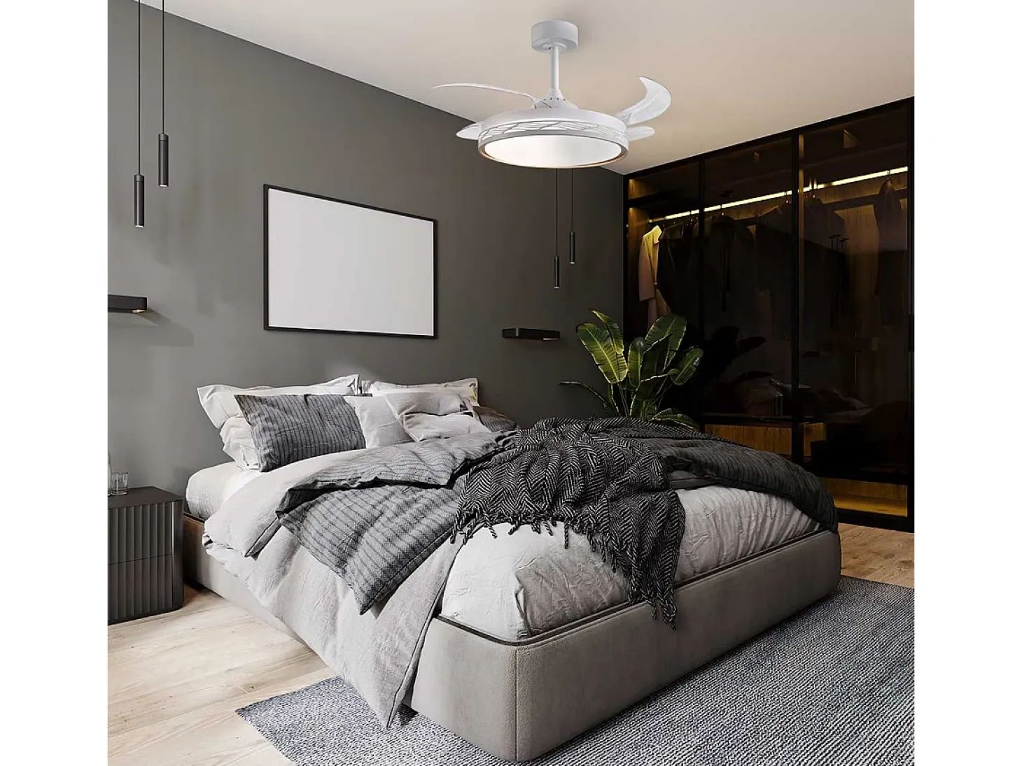 Ventilador de techo Riga Bel Air 72W 4 aspas retráctiles con luz LED blanco/dorado Ø108 cm