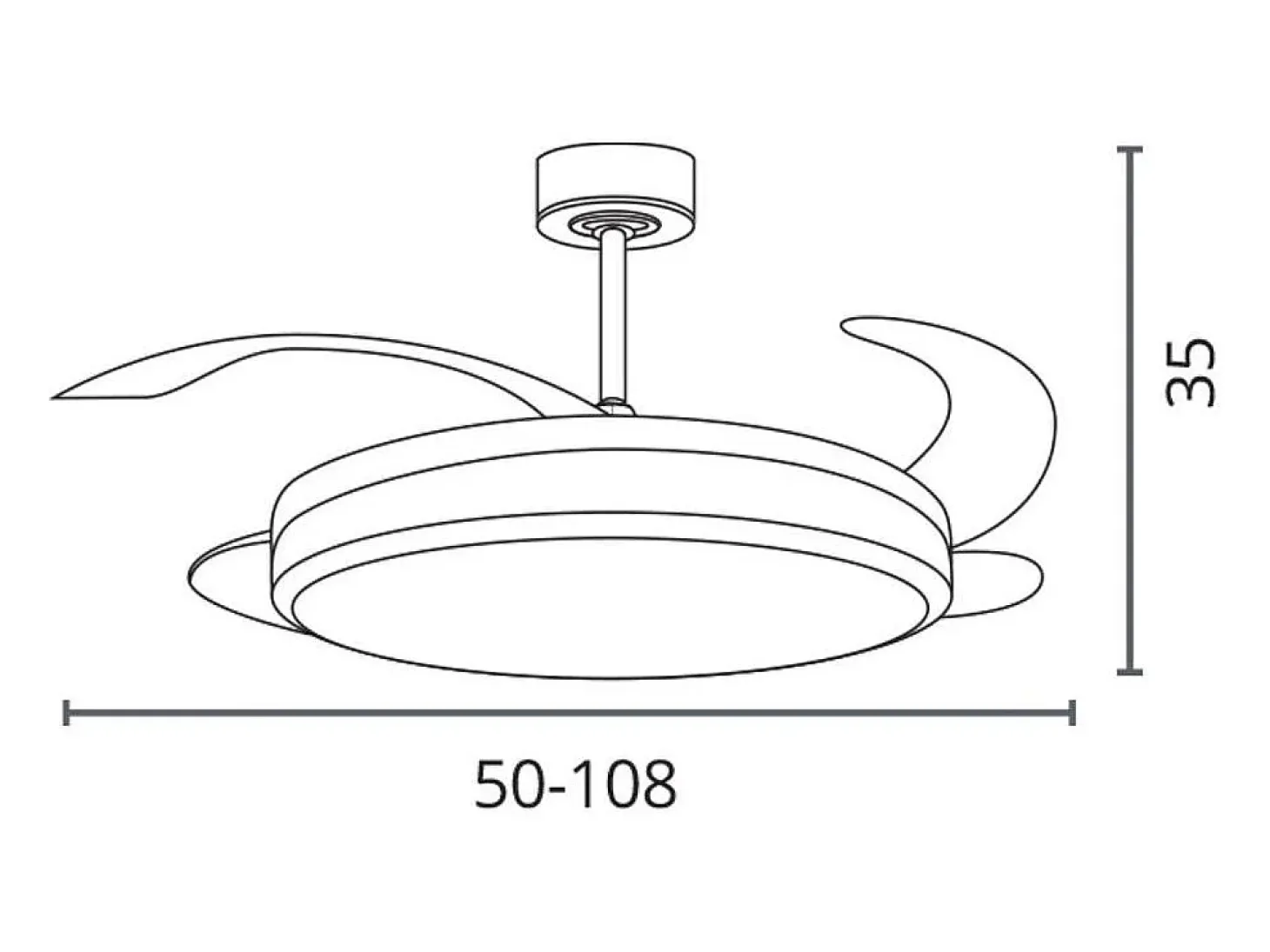 Ventilador de techo Riga Bel Air 72W 4 aspas retráctiles con luz LED blanco/dorado Ø108 cm