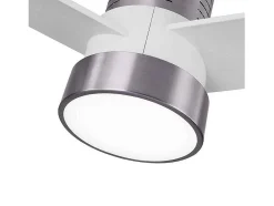Ventilador Teo Niquel Aspas Blancas, Motor Dc Y Led 24w