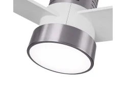 Ventilador Teo Niquel Aspas Blancas, Motor Dc Y Led 24w