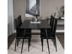 Venture Home Sillas de comedor 2 uds Slim apariencia de cuero negro