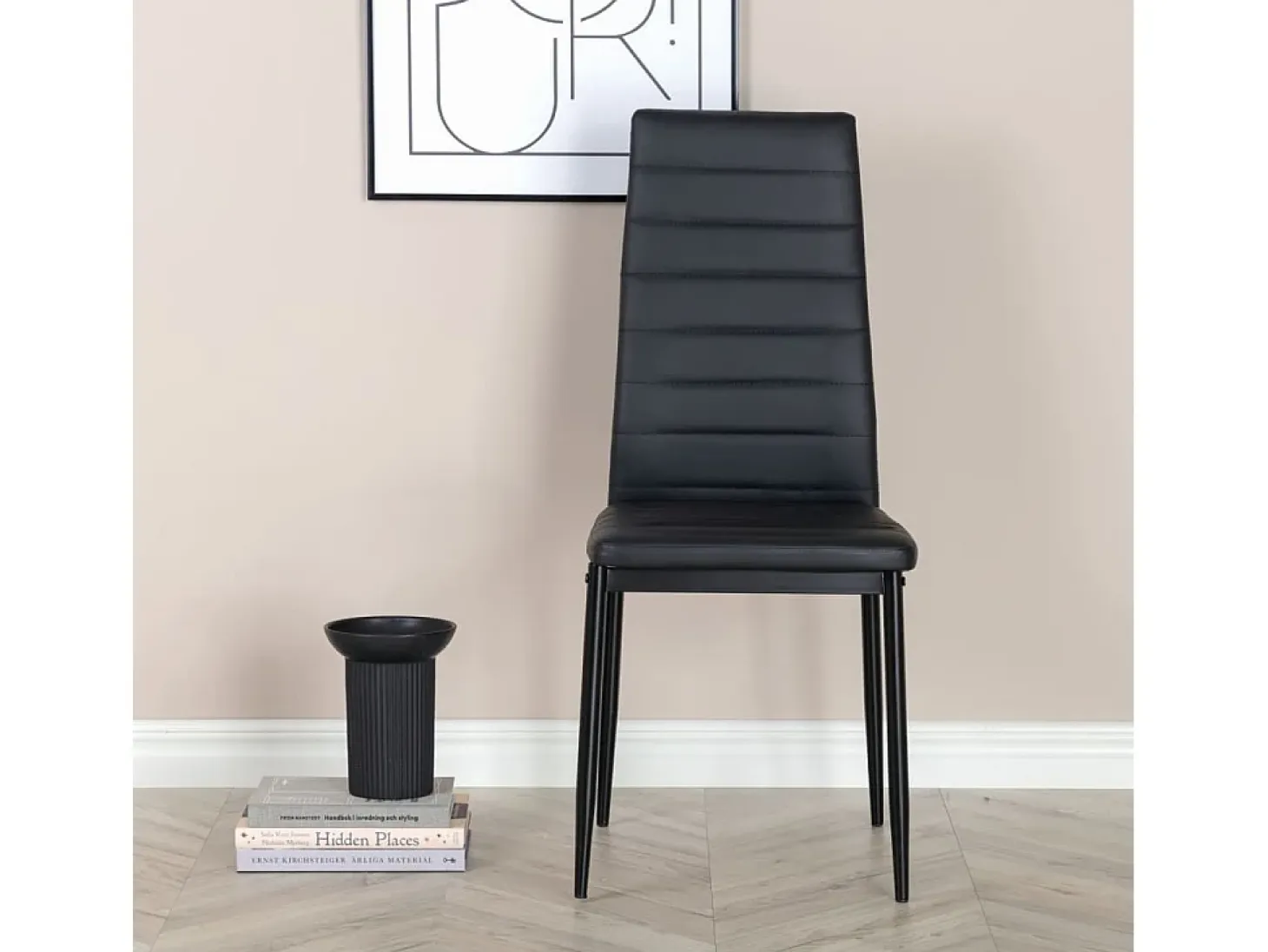 Venture Home Sillas de comedor 2 uds Slim apariencia de cuero negro