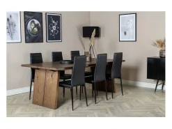 Venture Home Sillas de comedor 2 uds Slim apariencia de cuero negro