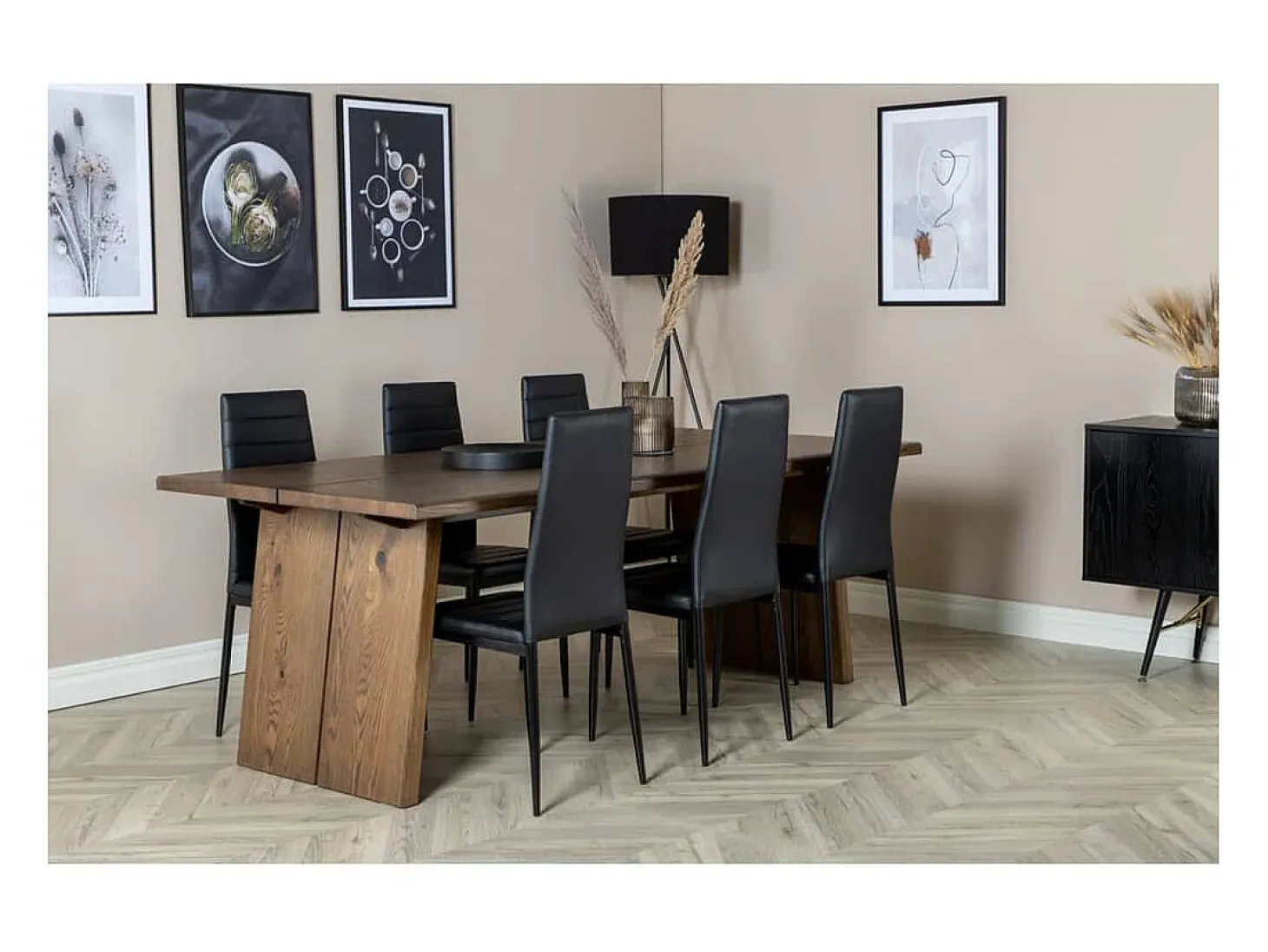 Venture Home Sillas de comedor 2 uds Slim apariencia de cuero negro