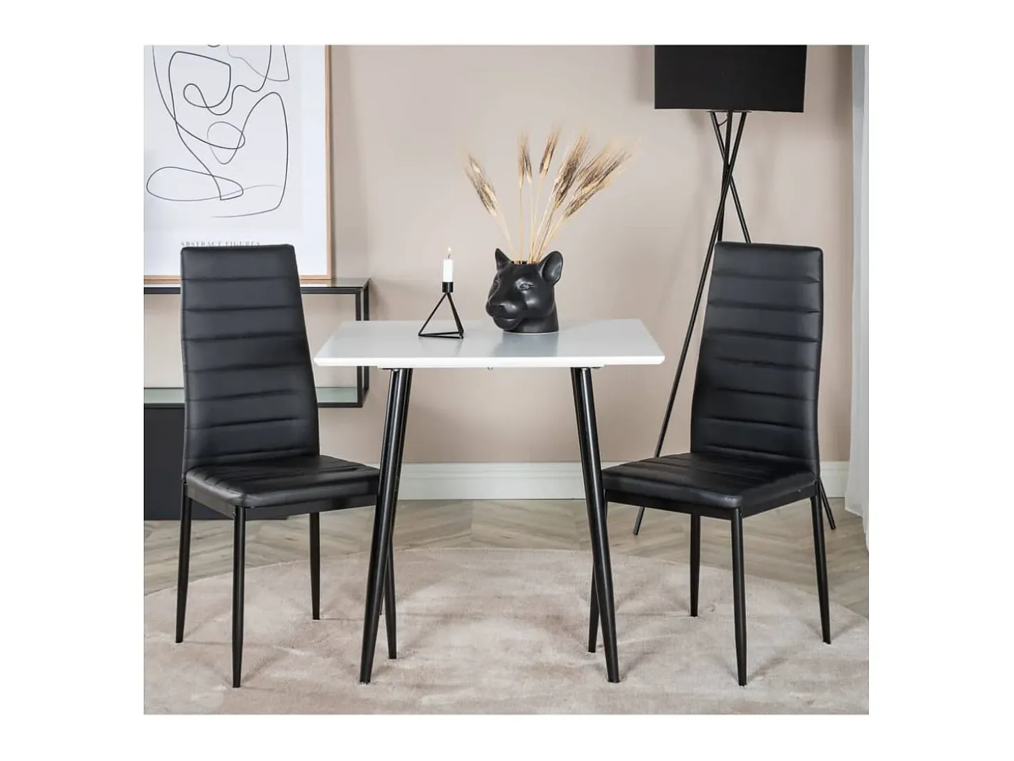 Venture Home Sillas de comedor 2 uds Slim apariencia de cuero negro