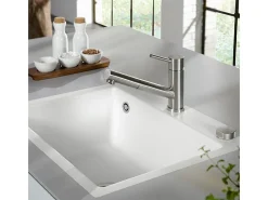 VILLEROY ET BOCH Como Grifo de cocina plegable de acero inoxidable con ventana de ducha
