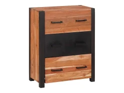 Vitrina 3 piezas Marrón 165 x 30 x 75 cm Madera maciza de Acacia
