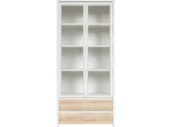 Vitrina 2 puertas 2 cajones Soren Blanco y Madera