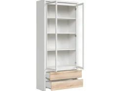 Vitrina 2 puertas 2 cajones Soren Blanco y Madera