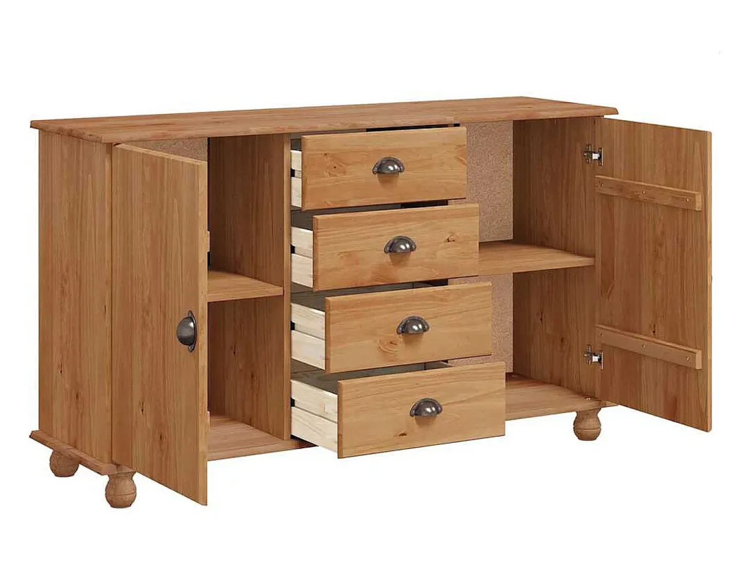 Vitrina ASKIM Marrón 133.5 x 40 x 79 cm Madera maciza de pino