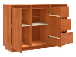 Vitrina con cajón Marrón 111 x 34 x 75 cm Madera maciza de Pino