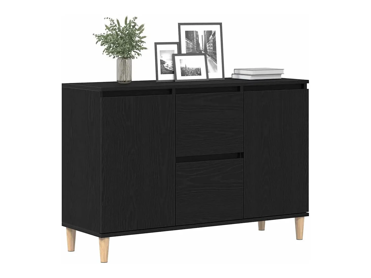 Vitrina con cajón Negro 101 x 35 x 60 cm Madera contrachapada